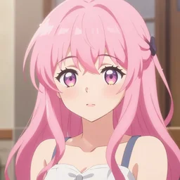 an anime girl with pink hair, trending on pixiv, detailed, anime, pastel colors