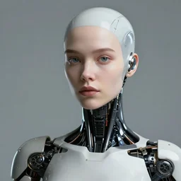 a portrait of a female android, by Dan Mumford and Sandra Chevrier, 8k