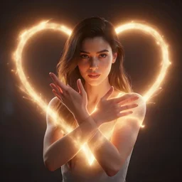 portrait of marina nery, falling in love, glowing with heart aura. sharp focus, cinematic pose, cinematic lighting, unreal engine render. art by josan gonzales and moebius and deathburger.