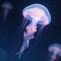 glowing jellyfish, highly detailed, digital art, sharp focus, trending on art station