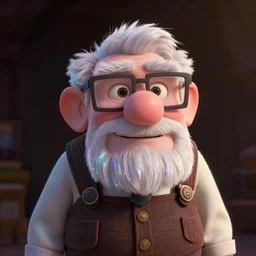 🤓, old man, disney, pixar, 8 k, hd, dof, kodak film, volumetric lighting, subsurface scattering, iridescent, photorealistic, octane render