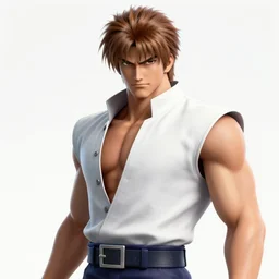 detailed mid shot portrait kyo kusanagi from king of fighters by yusuke murata and masakazu katsura, artstation, one punch man manga style, highly - detailed, cgsociety, 8 k, hd, pencile and ink, detailed pencil work, city in the background, dark colors, intricate details