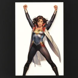 comic cover by joe madureira, female superheroine, action, cinematic, detailed clothing, victory pose