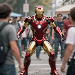 iron man killing pedestrians, 4k realistic photo