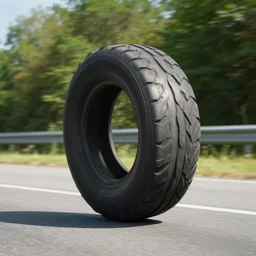 supersonic tire flying down the road