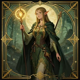 elf mage, fantasy, art deco, trending on devianart, detailed