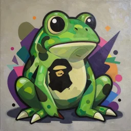Bape x Ninja Frog God Painting by Sachin Teng, asymmetrical, Organic Painting , Matte Painting,  geometric shapes, hard edges, graffiti, street art,:2 by Sachin Teng:4