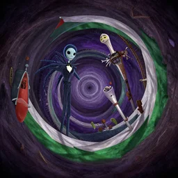curled perspective digital art of palestina by anton fadeev from nightmare before christmas