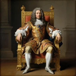 a cavalier king charles sitting on a royal medieval throne, renaissance painting, in the style of rococo