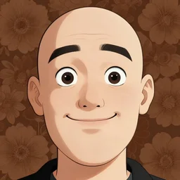 white young man with a wide smile, prominent big eyes, round cute lips, round portruding chin, wise forehead, background is covered with brown flowers, sharp, highly detailed, simple lines, digital painting, artstation, concept art, matte, sharp focus, illustration, anime moe artstyle