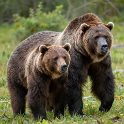 a grizzly bear gorilla!!! hybrid! hyper realistic!! realistic lighting!! wildlife photographer of the year!!! bold natural colors, national geographic, hd, wide angle, 8 k