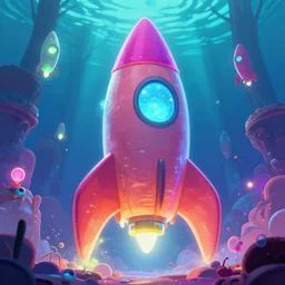 abyssal bioluminecant dofus rocket hyperbeast by Brock Hofer digital art, ArtStation  GTA cover comics style  global illumination Volume lighting Pixar and Disney tone mapping harmony and joy color