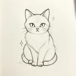 Tattoo Design line sketch Stylized kitten