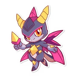 cute miss mascot zekrom zekrom zekrom super hero sticker art, cronobreaker, beeple game icon