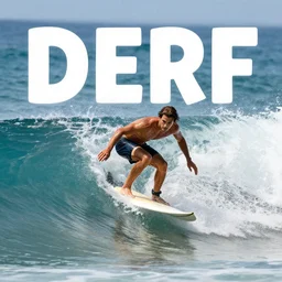 a surficial, deferent man riding a wave on top of a surfboard by derf, behance, international typographic style, behance hd, creative commons attribution, dynamic composition