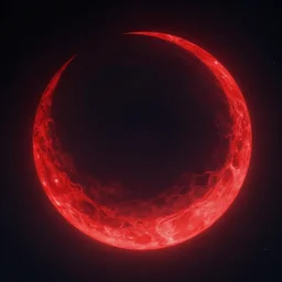 blood red cresent moon, cyberpunk, galaxy