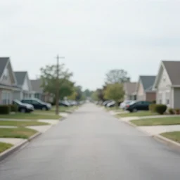 a liminal middle class American suburb, glitch in the matrix, blurry, clean, empty, depth of field, no filter