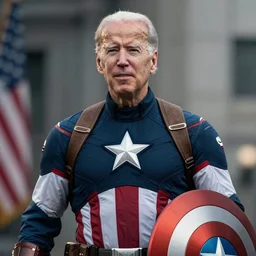 a photographic still of Joe Biden starring as Captain America, cinematic