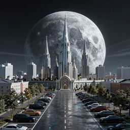 Сyberpunk style photo on a parking lot in a Russian city on the moon, Neo Norilsk, sci-fi, fantasy, intricate, very very beautiful, elegant, highly detailed, smooth, Unreal Engine 5, sharp focus, by evgeny zubkov, by marat zakirov