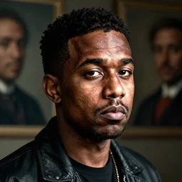 a chiaroscuro lighting portrait of kanye west depicted as pablo picasso, portrait by caravaggio and rembrandt van rijn, shallow depth of field, chiaroscuro lighting