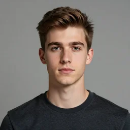 a photo portrait of a young British man facing the camera, centred, upper body, 8k, high quality, flickr
