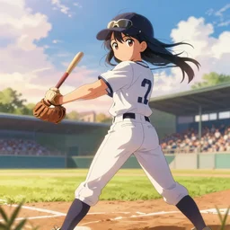 this is the most beautiful anime girl playing baseball in the most beautiful artwork of the most beautiful girl playing baseball!, artstation!! pixiv!!, scenery art detailed, volumetric lighting, by range murata