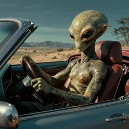 male alien race car driver, retro, comic book, 70s
