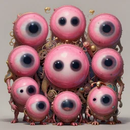 anthropomorphic highly detailed group portrait of funny neon giant cute eyes pink ringworm, intricate, elegant, highly detailed, digital painting, artstation, concept art, smooth, sharp focus, illustration, art by artgerm, bob eggleton, michael whelan, stephen hickman, richard corben, wayne barlowe, trending on artstation and greg rutkowski and alphonse mucha, 8 k