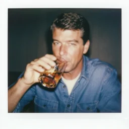 blurry polaroid, ronald reagan drinking a handle of liquor, 1 9 7 0 s, americana - n 4