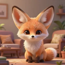 very beautiful portrait of an extremely cute and adorable fennec fox in a cozy pixar style living room, smooth, perfect face, fantasy, character design by mark ryden and craola, sharp focus, concept art, intricate detail, cinematic lighting, hyperrealistic, 5 0 mm, diorama macro photography, 8 k, nature