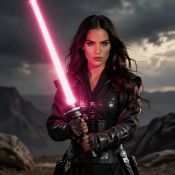 megan fox with sith lightsabre
