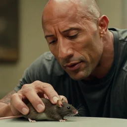 film still close - up shot of dwayne johnson as john coffey from the movie the green mile. he is petting a mouse. photographic, photography