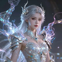 a photographic portrait of an attractive young girl, partially clothed in ethereal battle armor, surrounded by colorful transparent plasma, emitting psychic powers, beautiful bone structure, perfectly proportioned face, perfect eyes, intricate, elegant, highly detailed, hyper detailed, trending on tumblr, by artgerm, by loish, fantasy scene, fantasy aesthetic, trending on Artstation