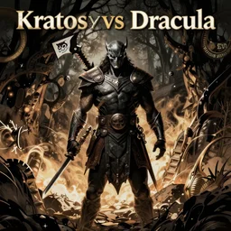 “ Kratos versus Dracula comic book style”