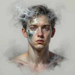 man made of smoke and mirrors, digital painting, highly detailed