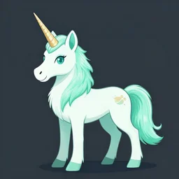 Digital Portrait Drawing of Mint-Colored Anthropomorphic Wolf Unicorn