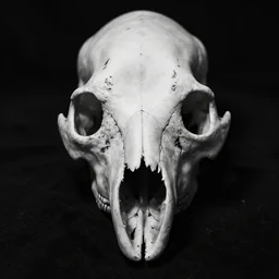 A skull of a tapir. Frontal View, Close Up Shot, Dark Fantasy, Film Noir, Black and White. High Contrast, Mike Mignola, D&D, OSR
