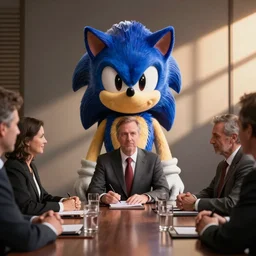 sonic the hedgehog ceo in high - end suit on shareholder meeting