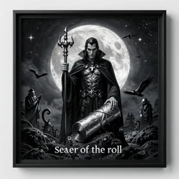 vampire spellcaster sealer of the roll, art by boris vallejo, trending on artstation, moon light product view in the silver hour, realism, framed by gather, magic realism, realism