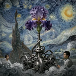 divine chaos engine by karol bak and ruan jia and vincent van gogh, desaturated moody colors, iris van herpen visionary dreamscape, symbolist, james jean spiraling clouds, imagination, daydreams and nightmares, beautifully lit