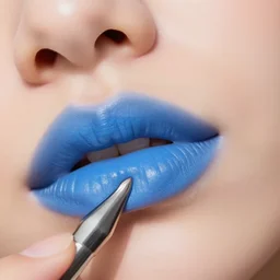 Cerulean lips nibbling on an ear lobe