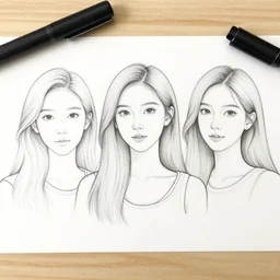 a wb plotter drawing 3 / 4 realistic portrait girl, clear line art, few parts are low poly, contrasted, white and black, smoke and fog around