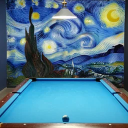 poolrooms in the style of van gogh