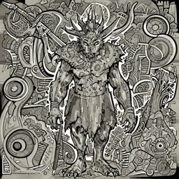 concept art of Leshy, intricate details, Masanori Warugai and Kentaro Miura