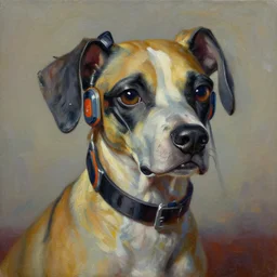 a beautiful painting cyberpunk dog, by salvador dali realistic oil painting