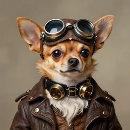 ripped physique goggles collar Man Steampunk portrait Sherlock Patrick Bateman snout Detective Anthropomorphic furry fuzzy fashion vogue Chihuahua man wearing a Chihuahua costume wearing an engineer gnome costume gerald brom bastien grivet greg rutkowski norman rockwell portrait face head snout ears eyes illustration tombow