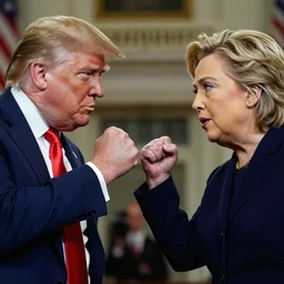 donald trump fistfighting hillary clinton, cinematic