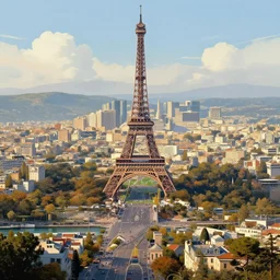 the beautiful city of paris in california, digital painting, highly detailed, intricate, concept art, matte painting, trending on artstation