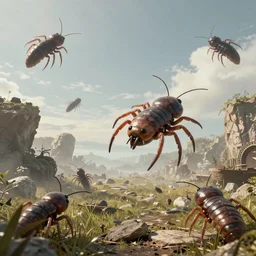 a post apocalyptic world now inhabited by flying millipedes
