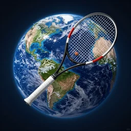 the earth being hit with a tennis racquet, high detail